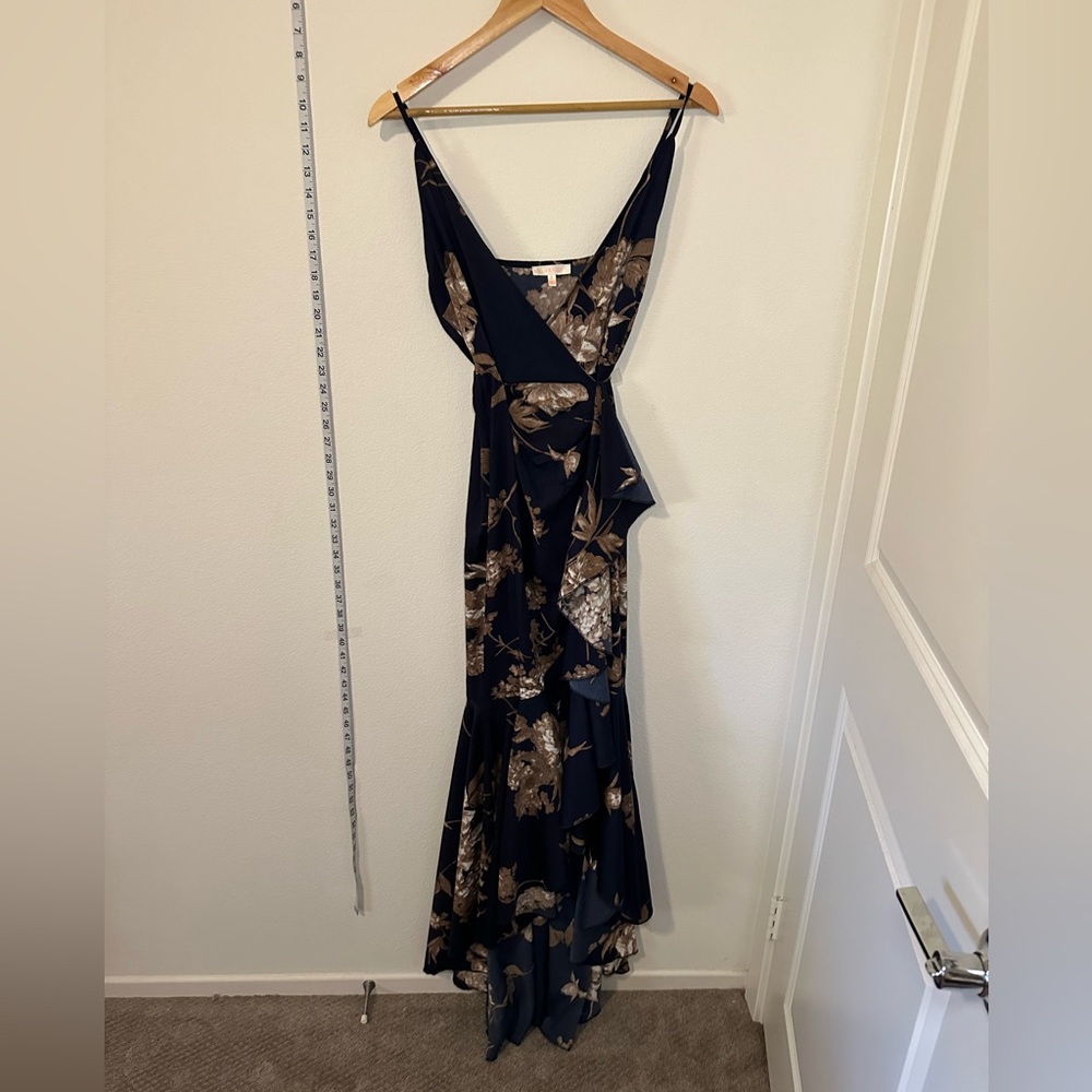 NWOT Floral Floor Length High Low Formal Wrap Gown